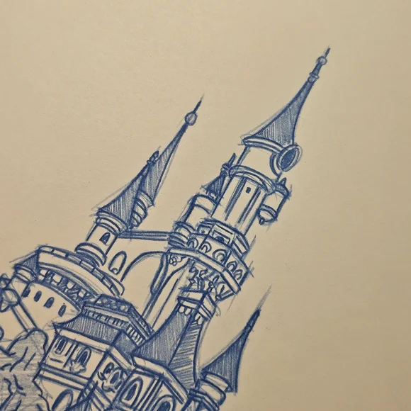 Disneyland Paris Sleeping Beauty Castle La Chateau De La Belle Drawing/sketch - Picture 3 of 6